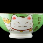 Miska do ryżu kawaii FigurKota zielona ceramiczna